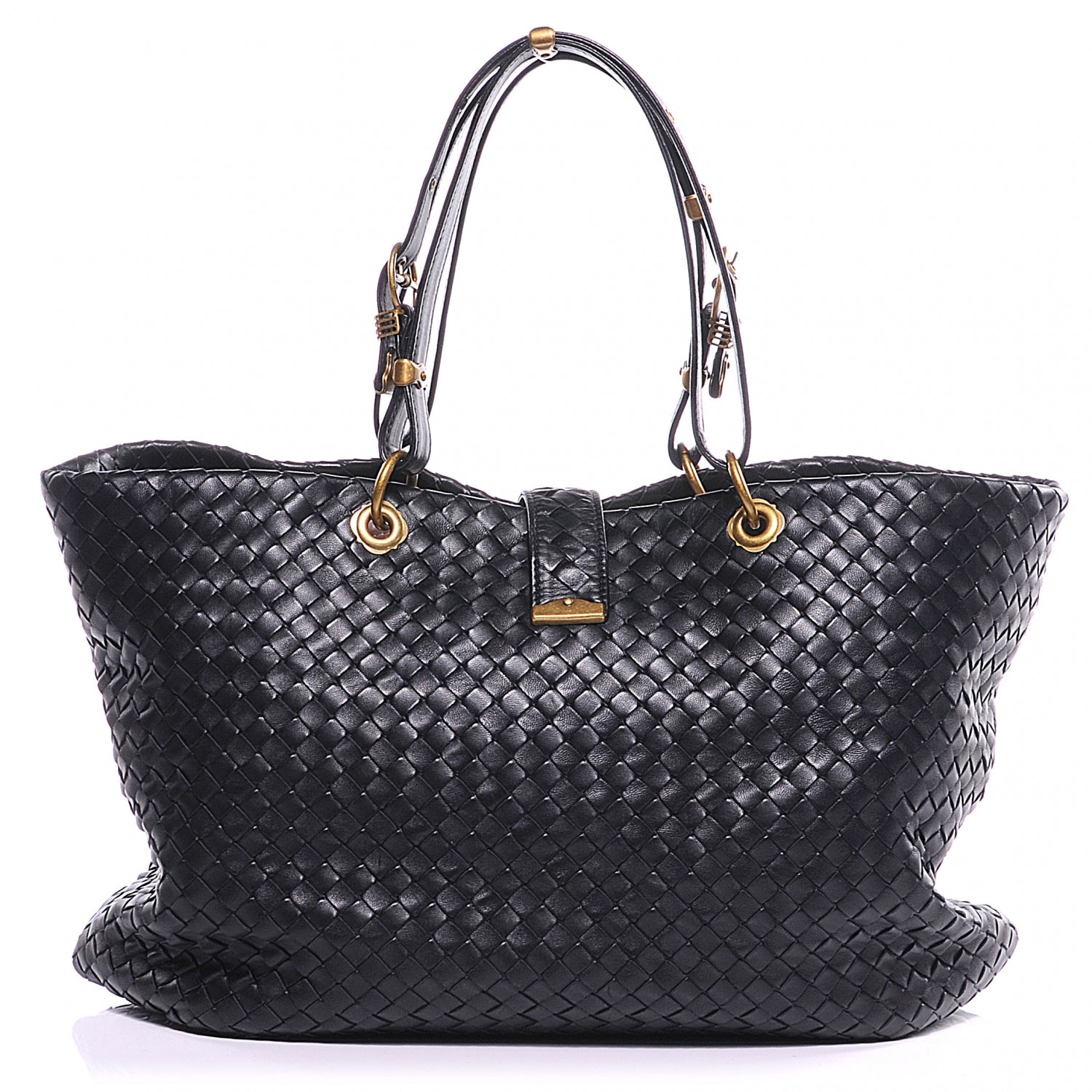 Bottega Veneta Leather Intrecciato Capri Tote Black 8 of 11