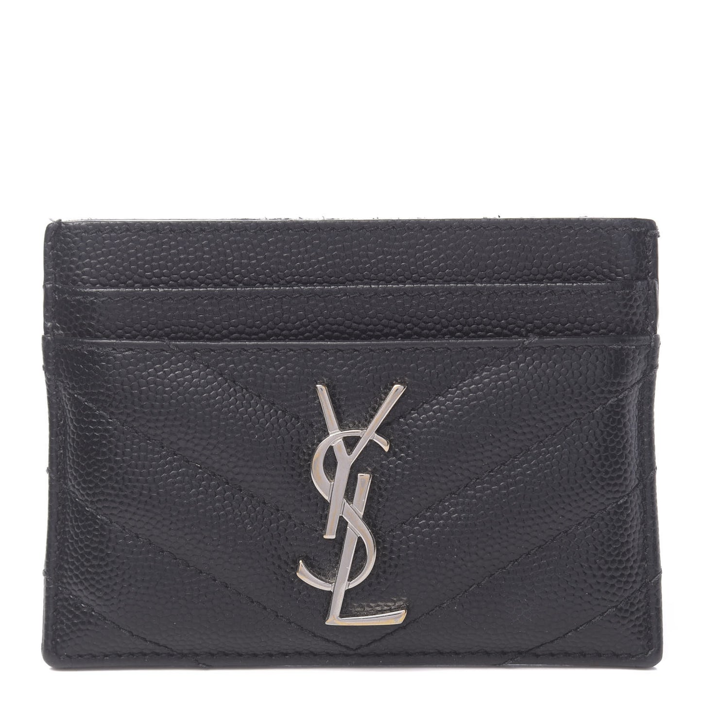 Grain De Poudre Matelasse Chevron Monogram Credit Card Case Black