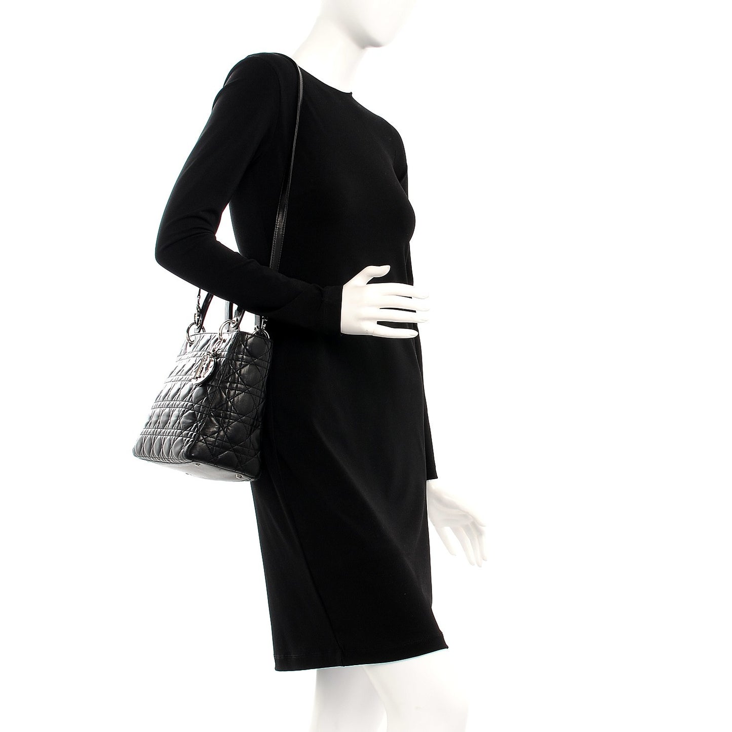 Lambskin Cannage Medium Lady Dior Black