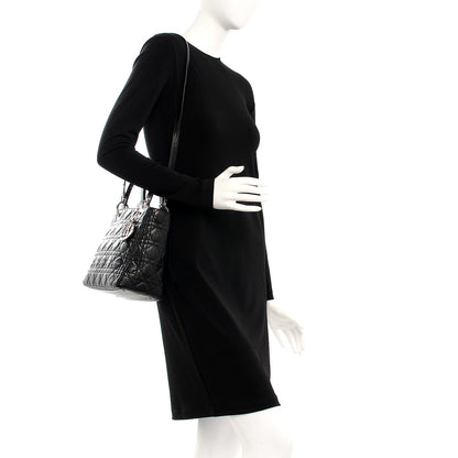 Christian Dior Lambskin Cannage Medium Lady Dior Black 2 of 15