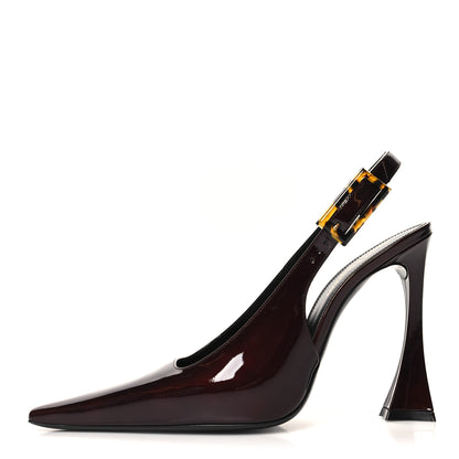 Saint Laurent Patent Calfskin Dune Slingback Pumps 40 Wood 1 of 8