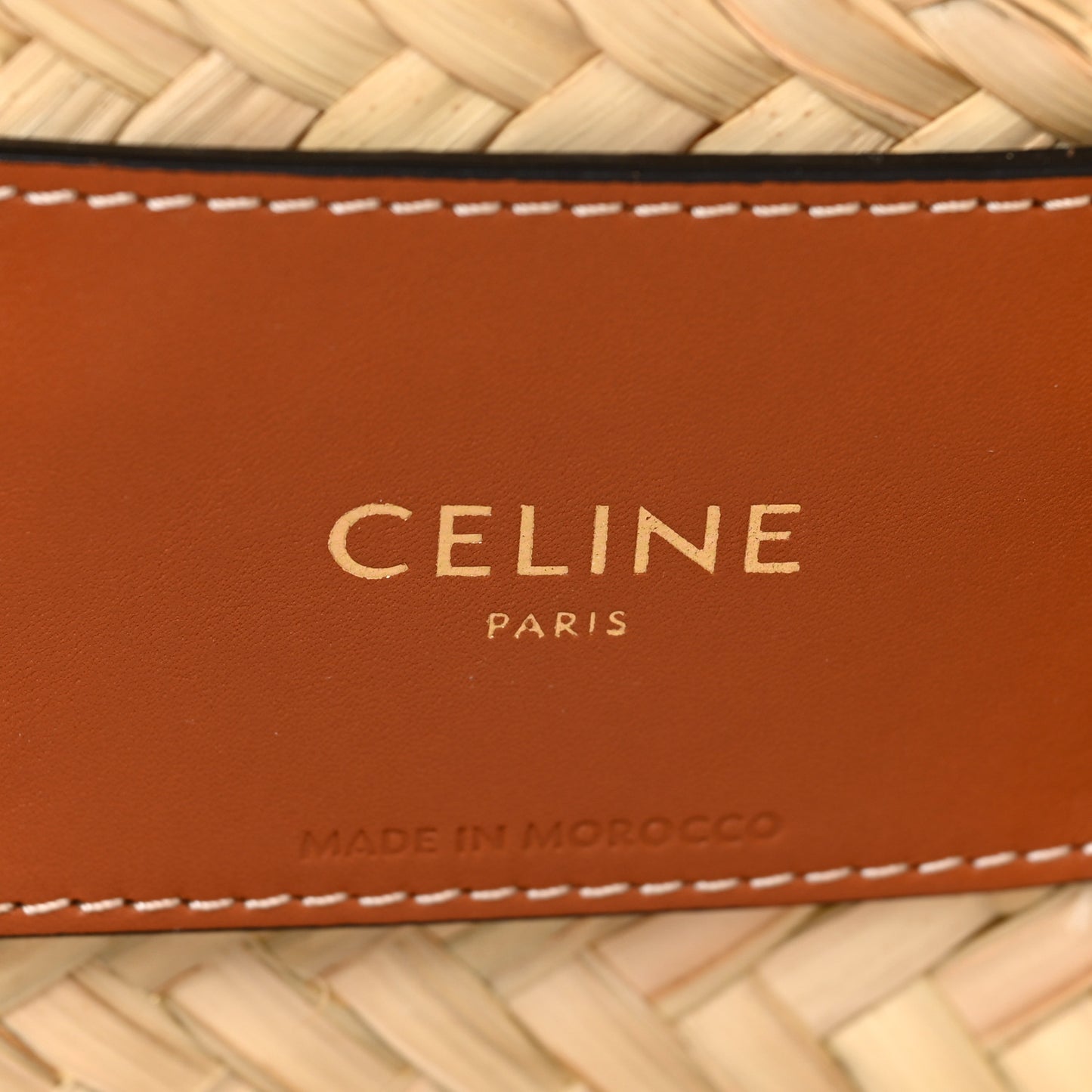 Raffia Calfskin Triomphe Teen Panier Tan