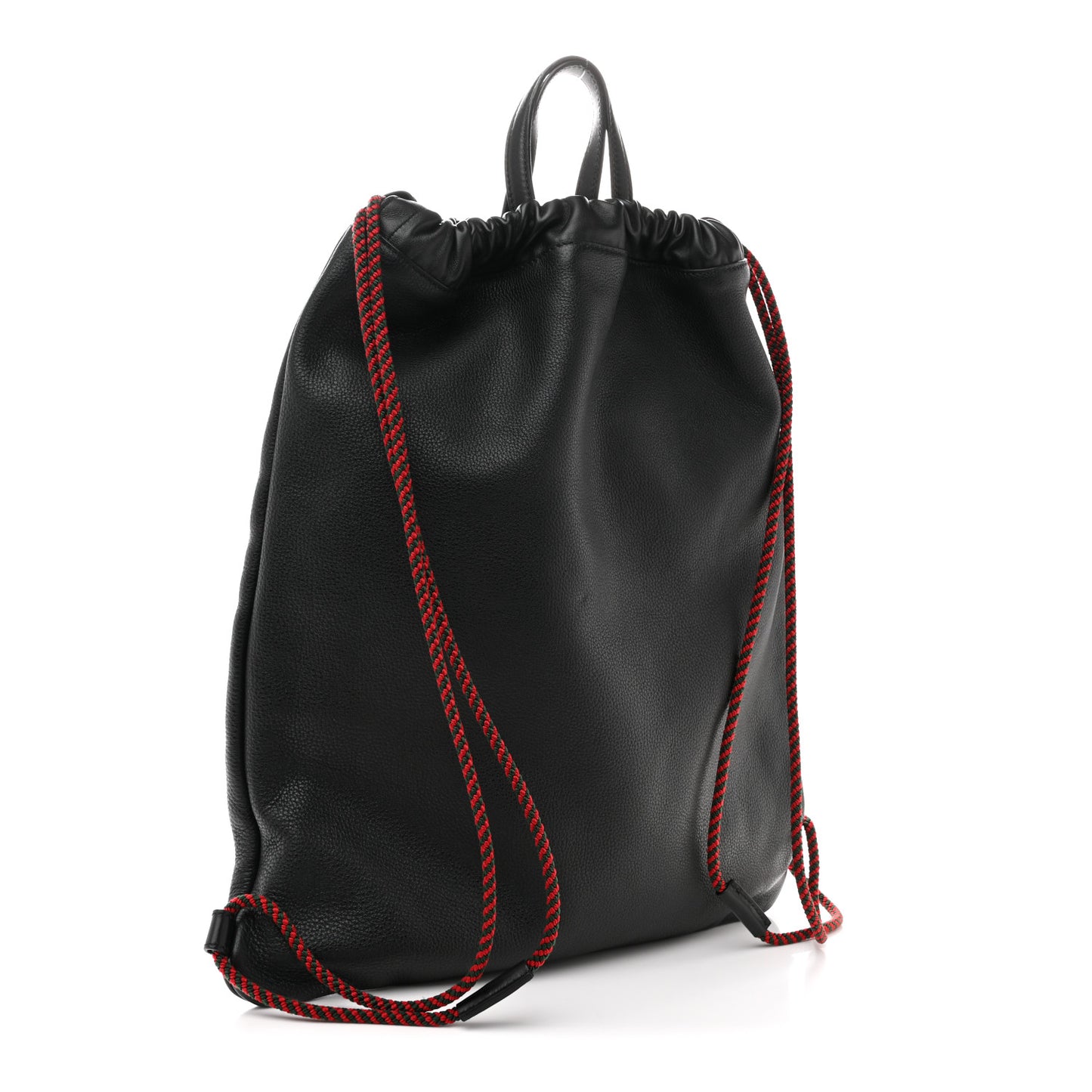 Calfskin Logo Drawstring Backpack Black