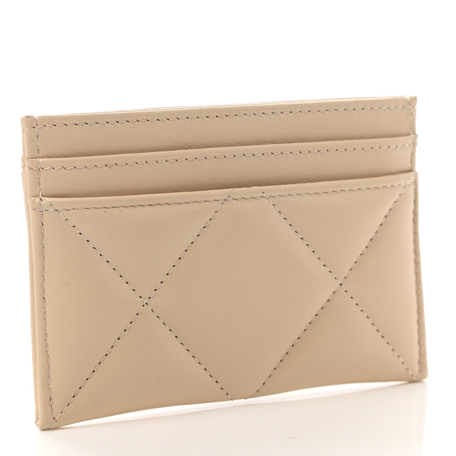 Chanel Lambskin Quilted Chanel 19 Card Holder Light Beige 3 of 8