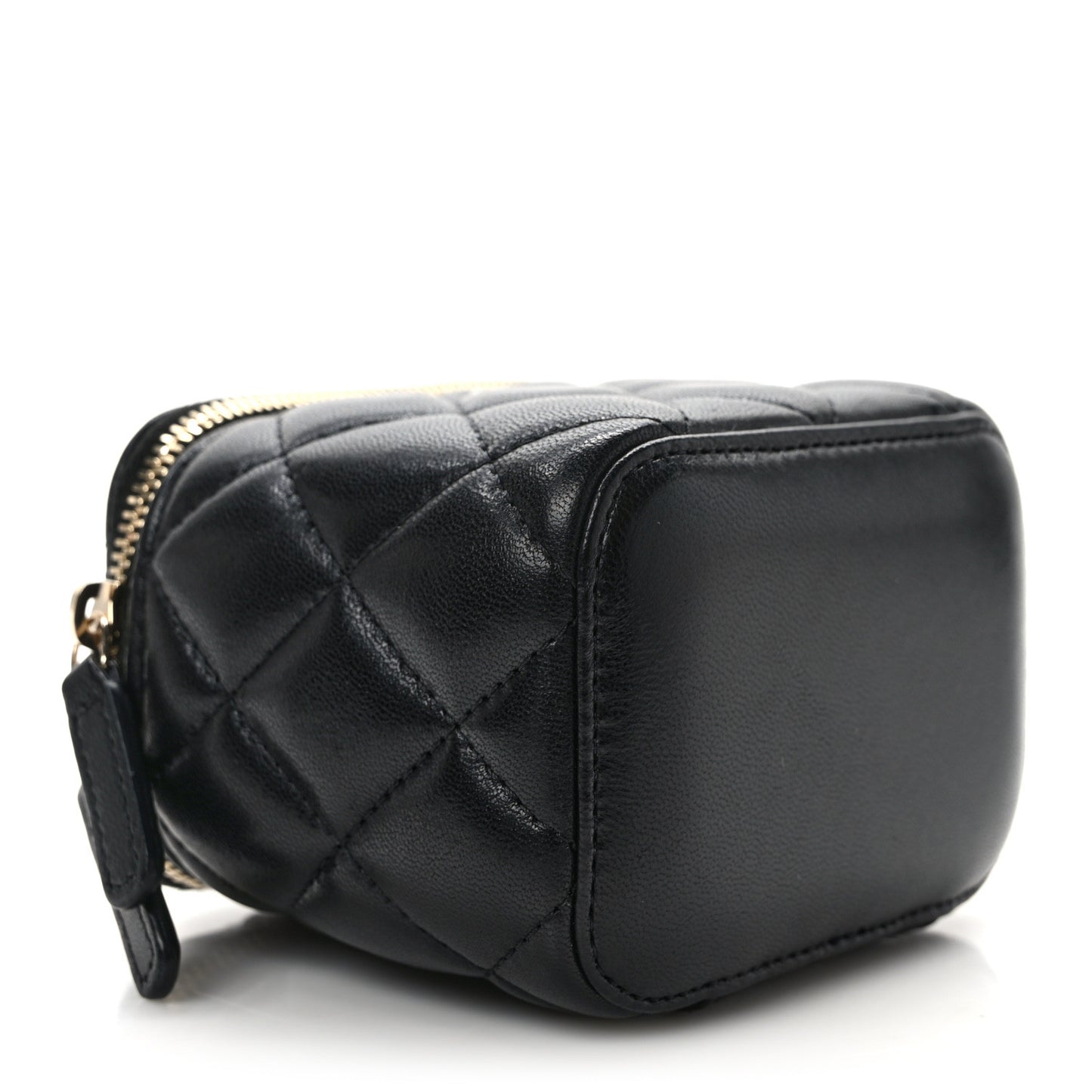 Lambskin Quilted Mini Vanity Case With Chain Black