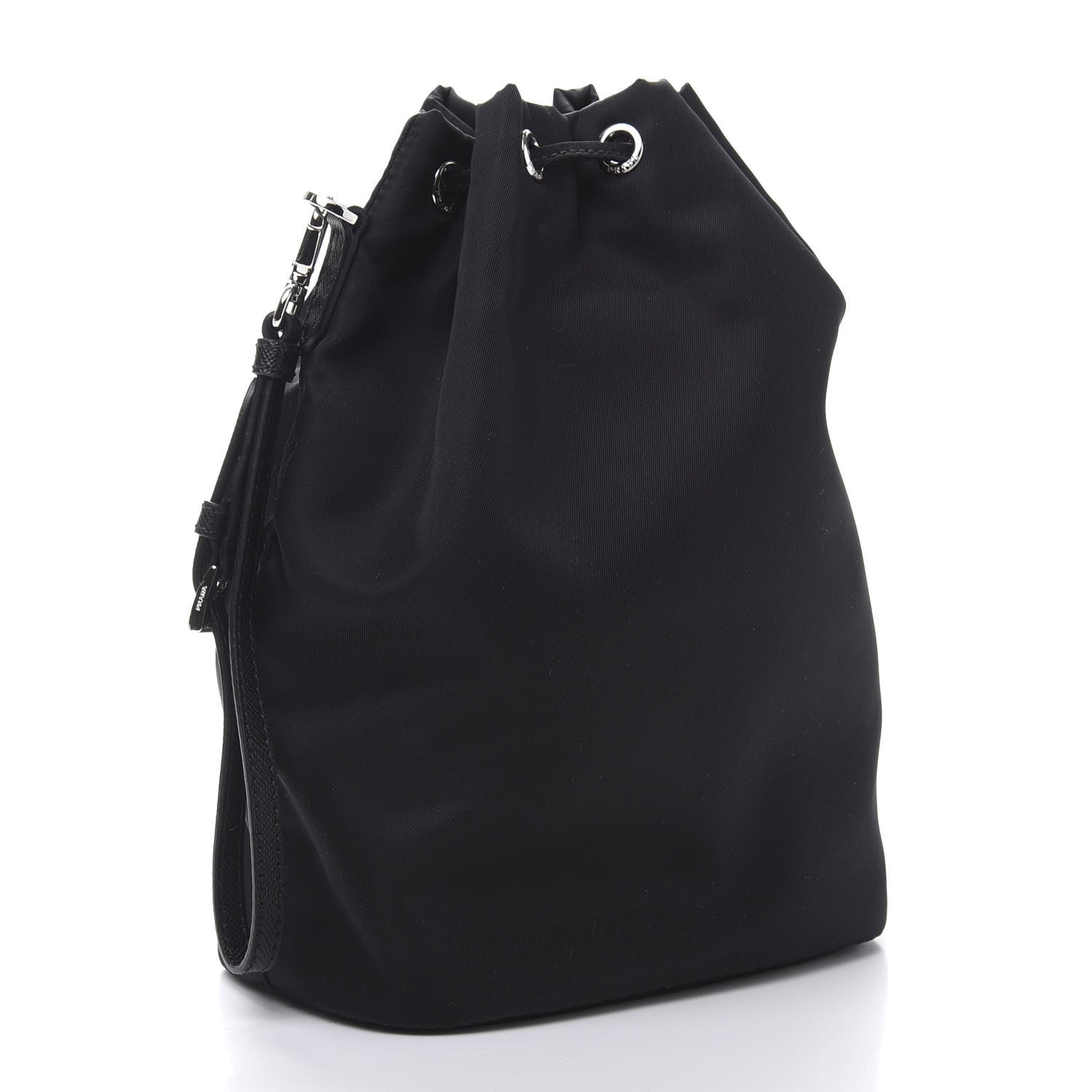 Prada Saffiano Tessuto Nylon Vela Bucket Wristlet Black 3 of 10