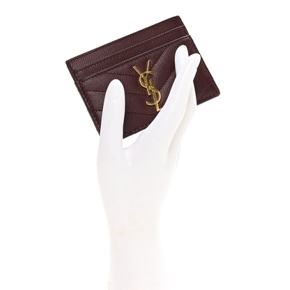 Saint Laurent Grain De Poudre Matelasse Chevron Cassandre Credit Card Case Rouge Legion 2 of 9