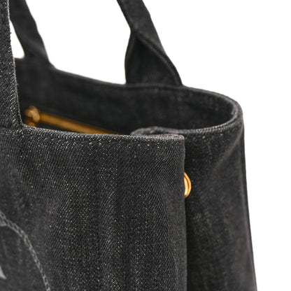 Prada Denim Small Logo Tote Black 11 of 13