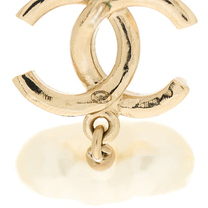 Chanel Pearl CC Heart Drop Earrings Gold 4 of 5