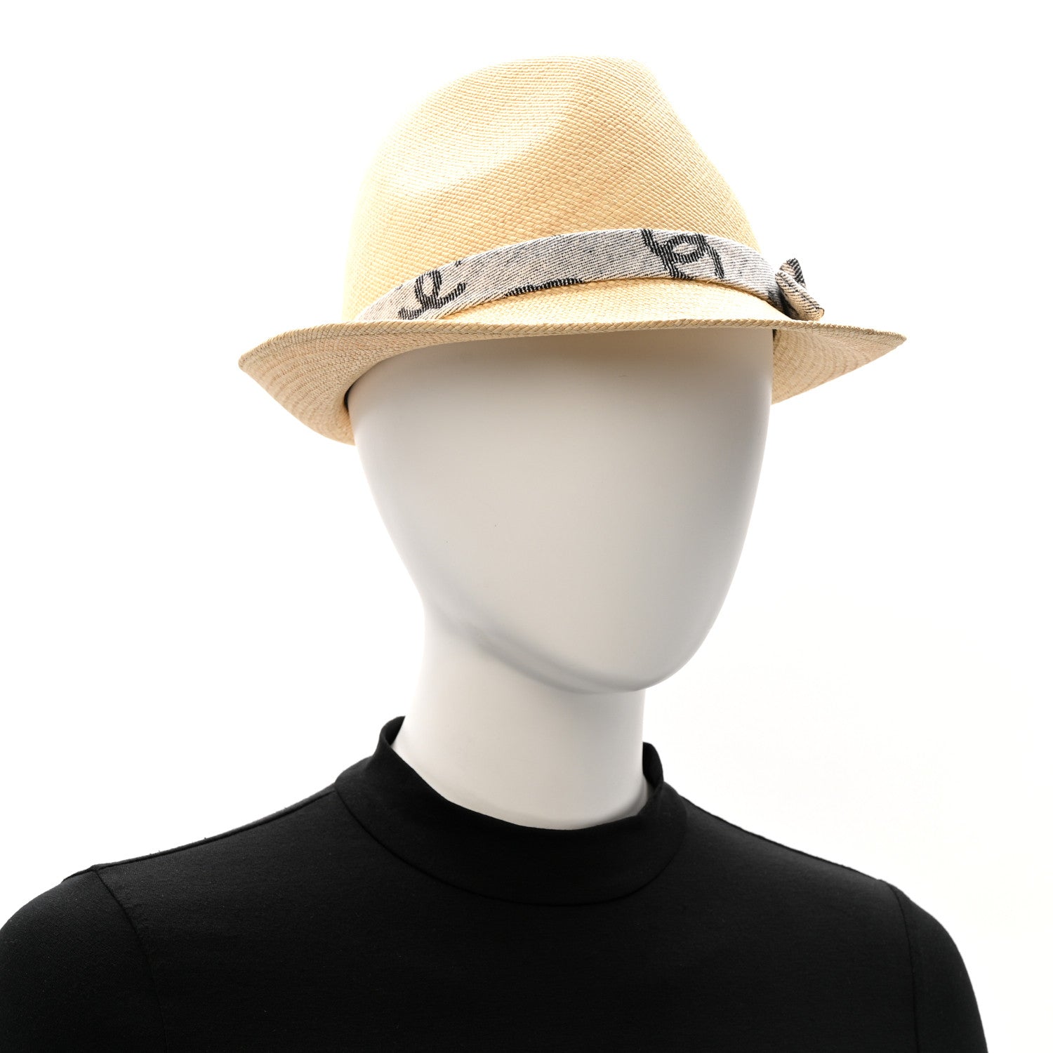 Chanel Straw CC Fedora Hat S Beige 2 of 9