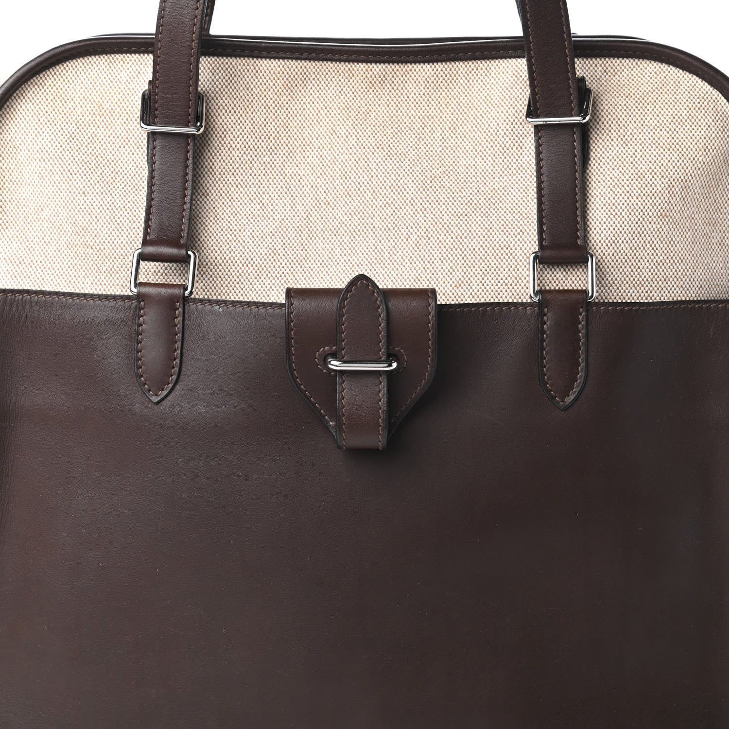 Hermes Toile Swift Jumping Shopping Bag Chocolate 9 of 9