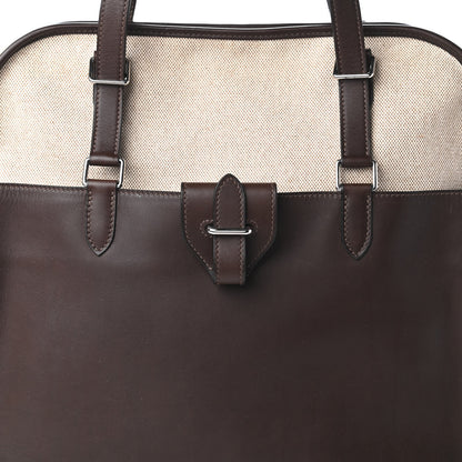 Hermes Toile Swift Jumping Shopping Bag Chocolate 9 of 9