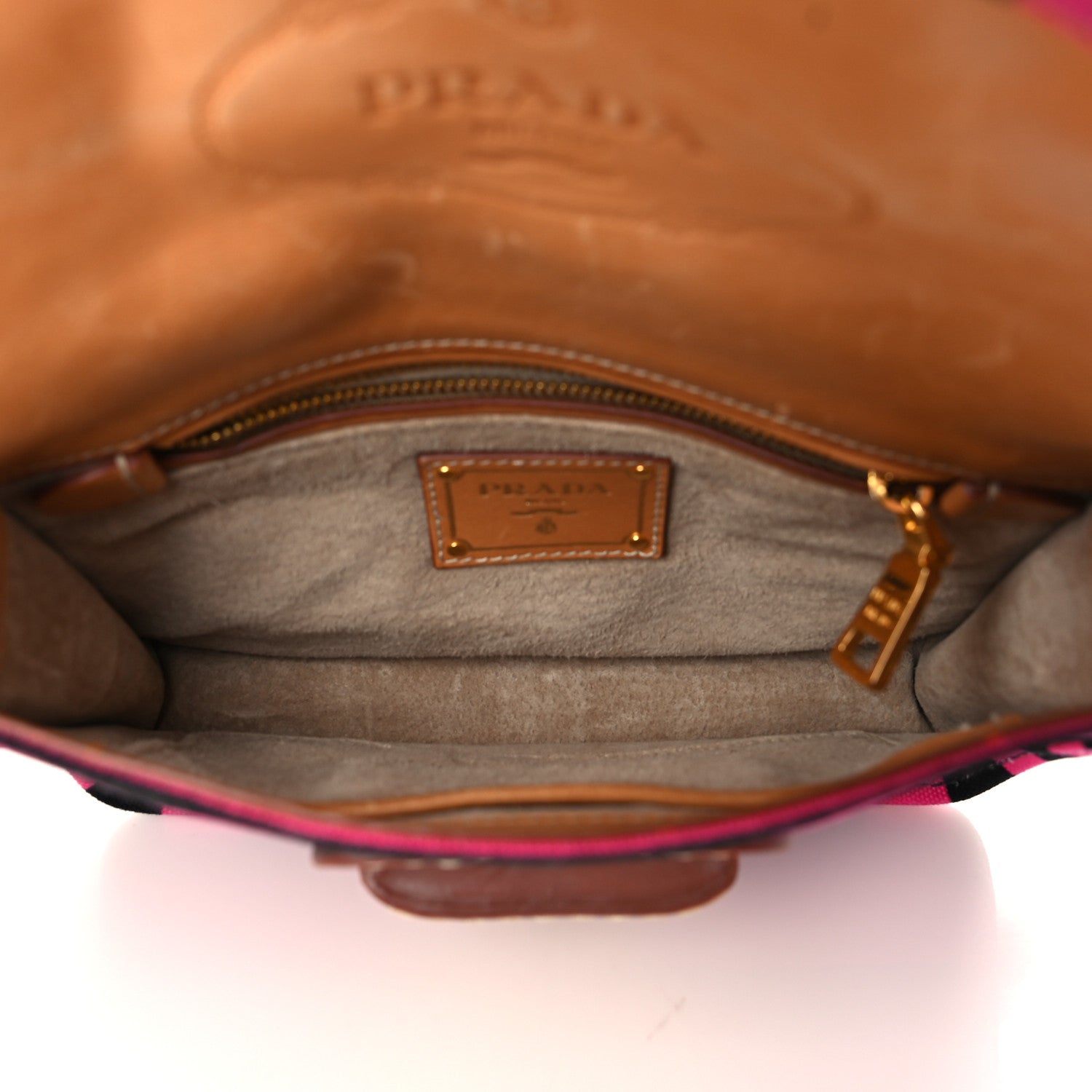 Prada Canvas Canapa Righe Striped Mini Shoulder Bag Fuxia 4 of 7