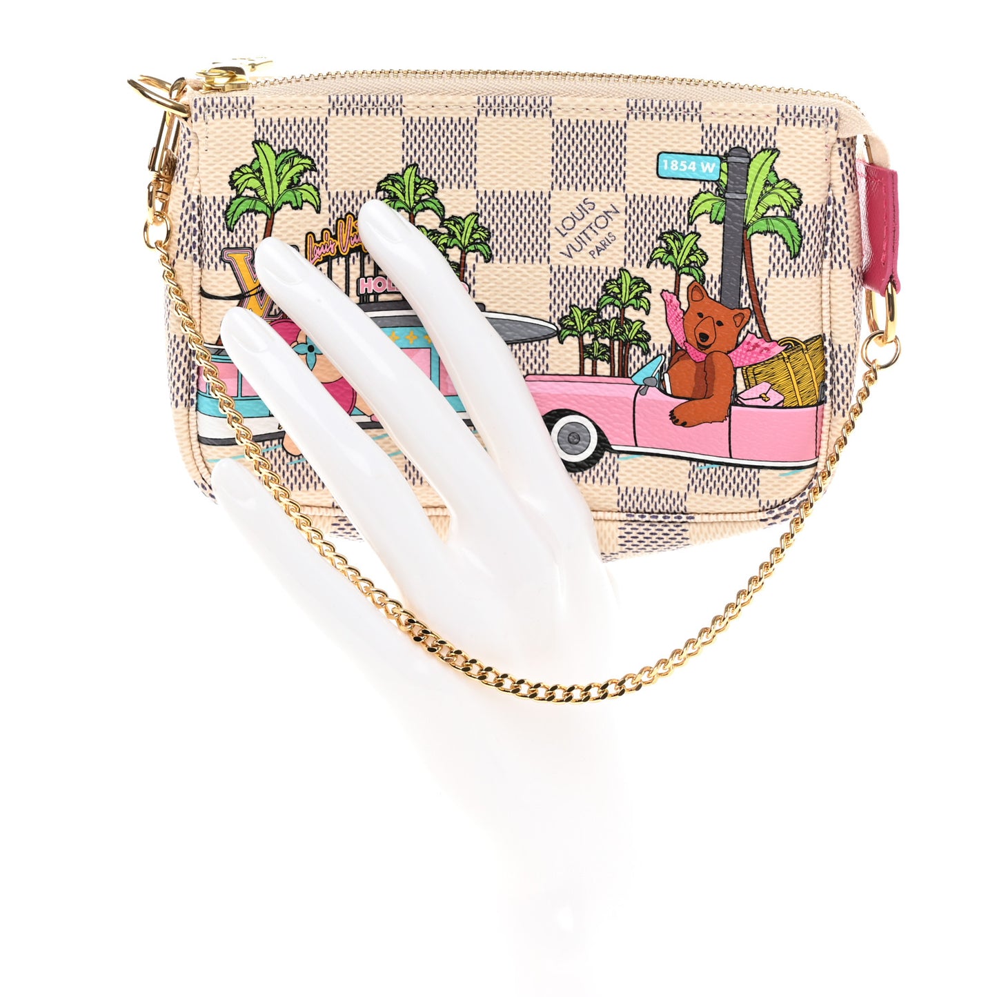 Damier Azur 2021 Christmas Animation Hollywood Mini Pochette Accessories Fuchsia