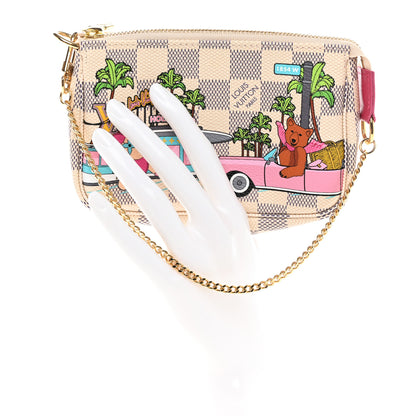 Louis Vuitton Damier Azur 2021 Christmas Animation Hollywood Mini Pochette Accessories Fuchsia 2 of 8