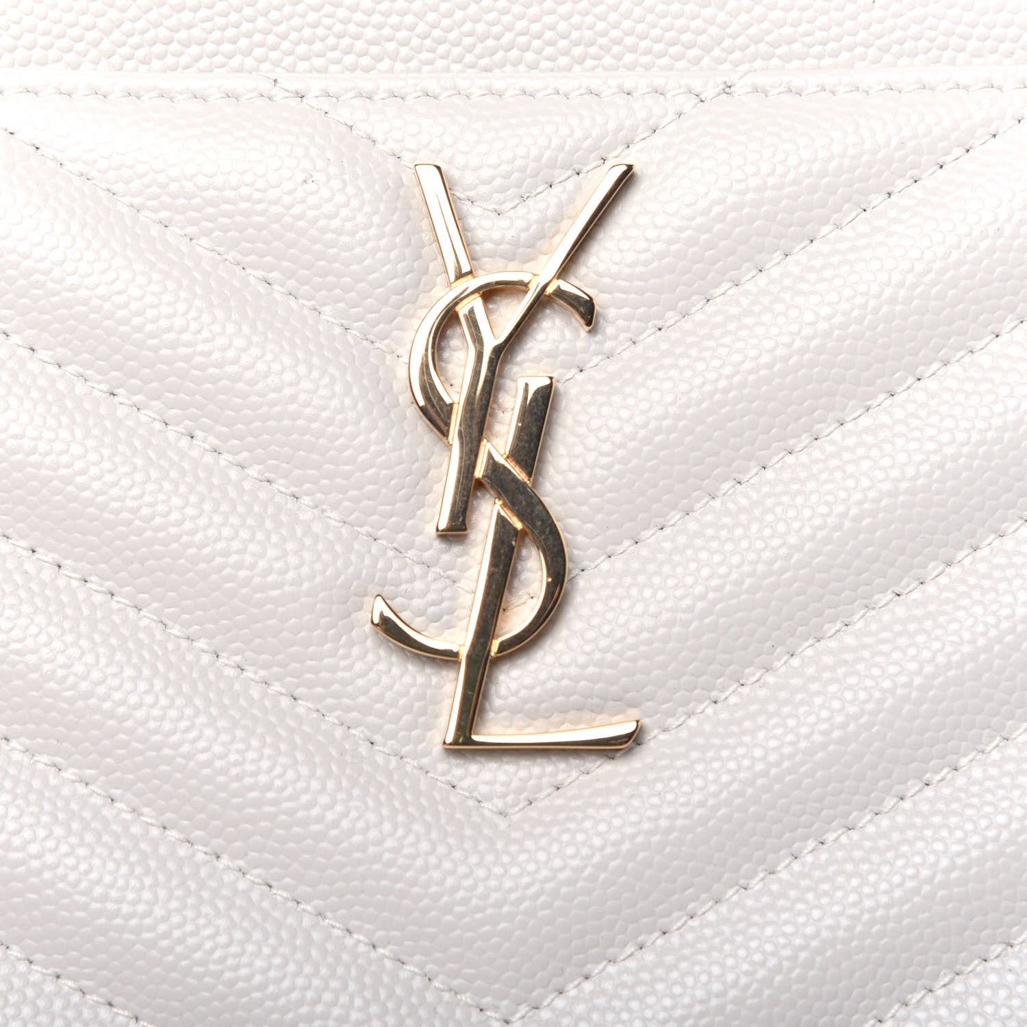 Saint Laurent Grain De Poudre Chevron Monogram Bill Pouch Crema Soft 12 of 13
