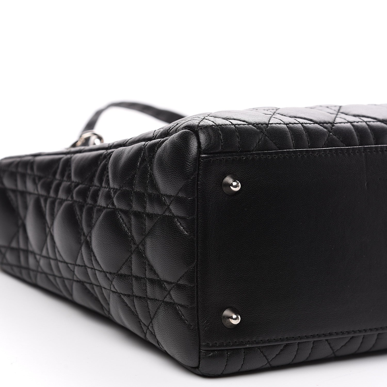 Christian Dior Lambskin Cannage Studded Double Strap Medium Lady Dior Black 8 of 10