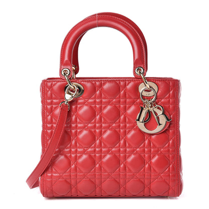 Christian Dior Lambskin Cannage Medium Lady Dior Red 1 of 9