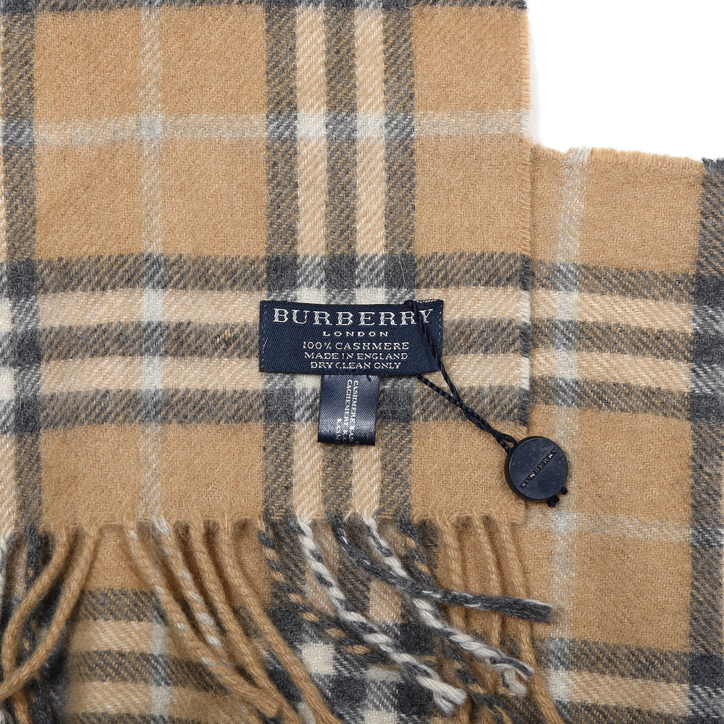 Cashmere House Check Fringe Scarf Beige