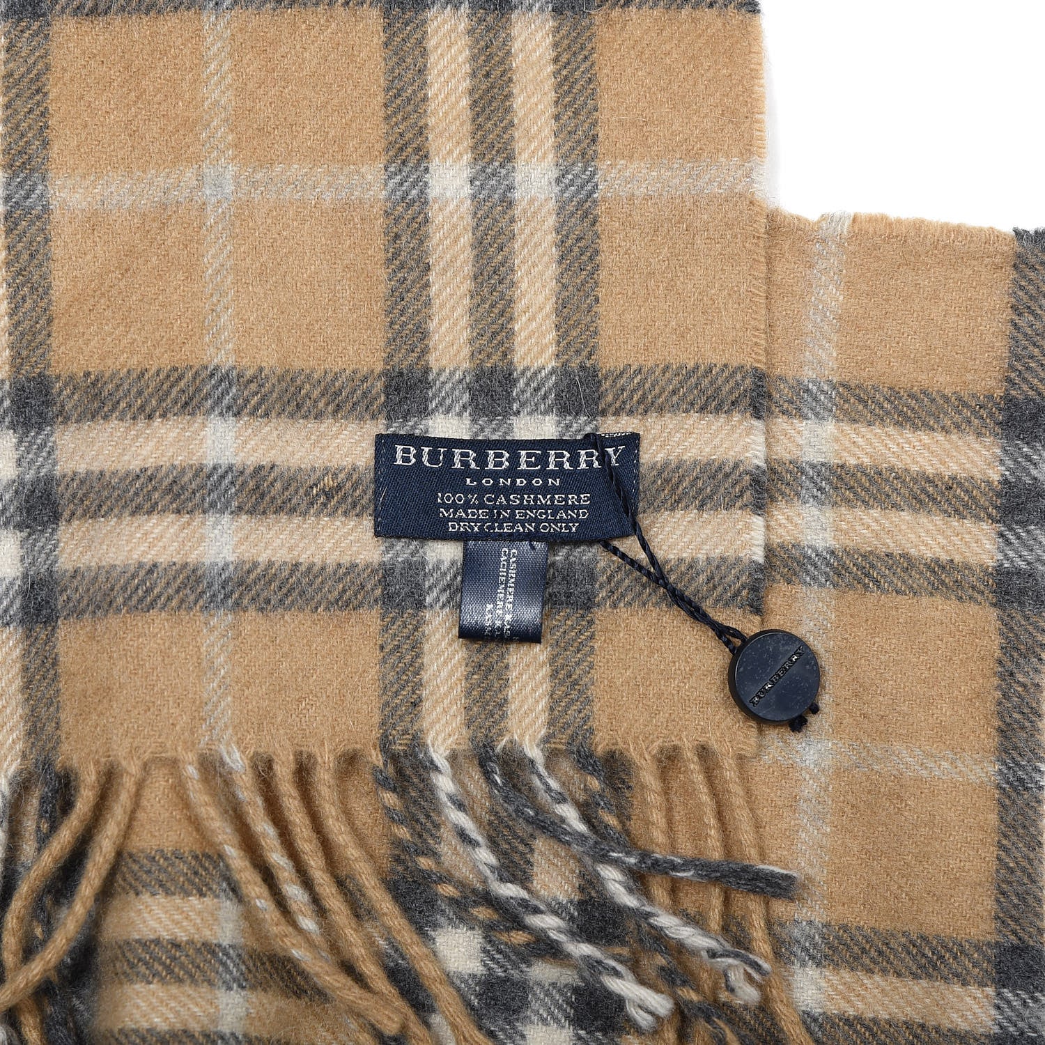 Burberry Cashmere House Check Fringe Scarf Beige 3 of 3