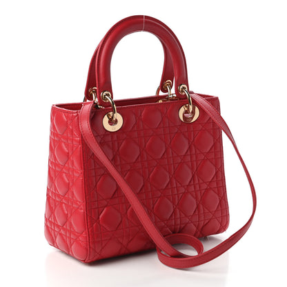 Christian Dior Lambskin Cannage Medium Lady Dior Red 3 of 10