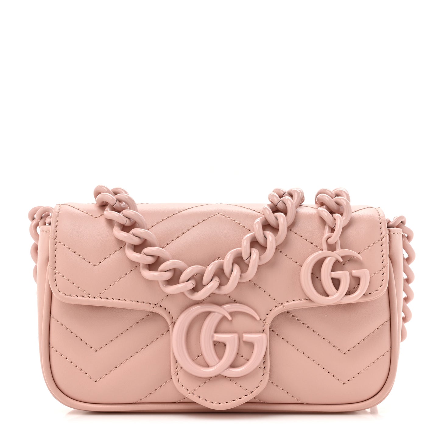 Calfskin Matelasse Monochrome GG Marmont Chain Belt Bag Perfect Pink