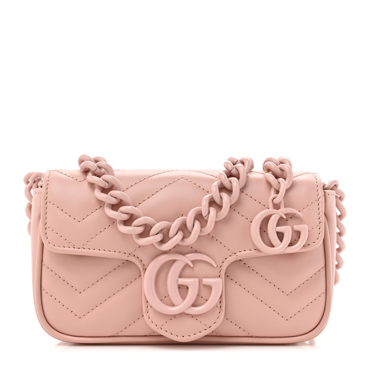 Gucci Calfskin Matelasse Monochrome GG Marmont Chain Belt Bag Perfect Pink 1 of 11