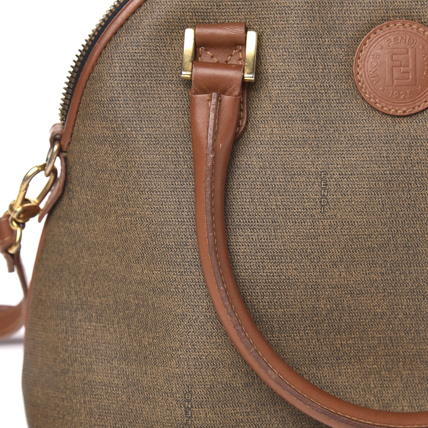 Nappa Canvas Top Handle Bag Brown