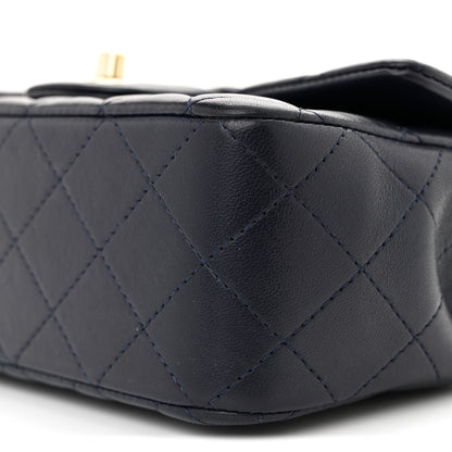 Chanel Lambskin Quilted Mini Top Handle Rectangular Flap Navy Blue 10 of 12