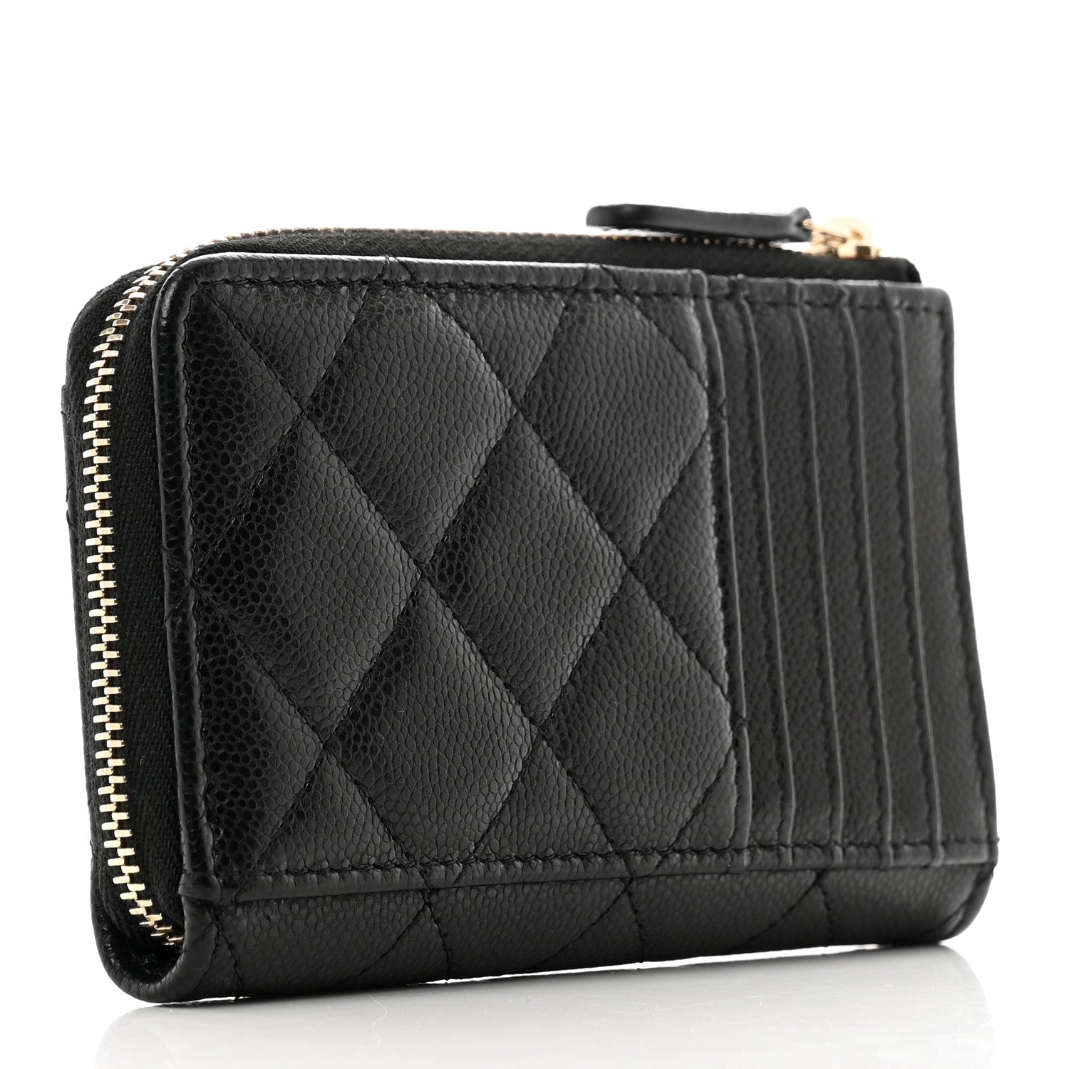 Chanel Caviar Quilted CC Zip Around Card Holder Black 3 of 9