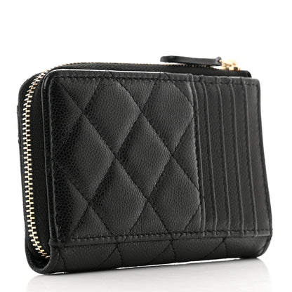 Chanel Caviar Quilted CC Zip Around Card Holder Black 3 of 9