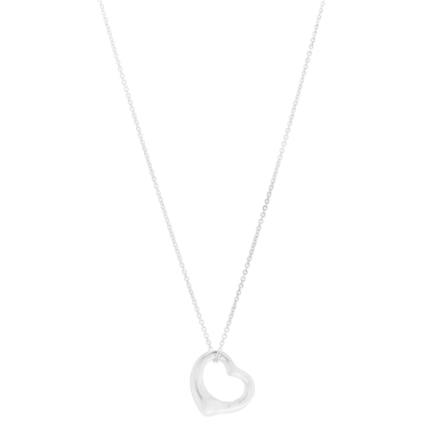 Sterling Silver 16mm Elsa Peretti Open Heart Pendant Necklace