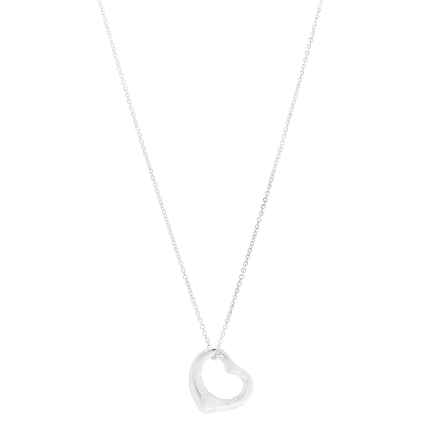 Tiffany Sterling Silver 16mm Elsa Peretti Open Heart Pendant Necklace 1 of 7