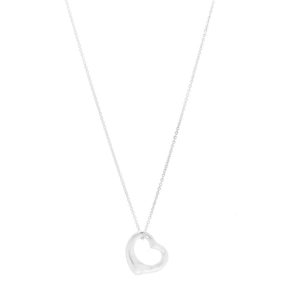 Tiffany Sterling Silver 16mm Elsa Peretti Open Heart Pendant Necklace 1 of 7