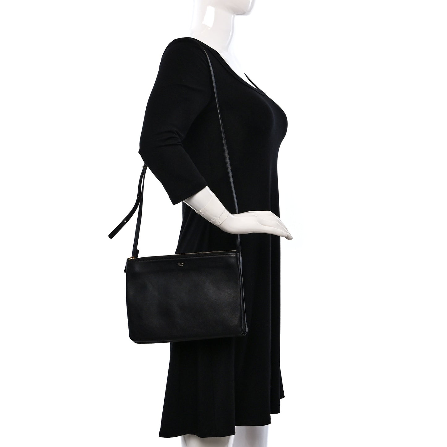Lambskin Large Trio Crossbody Bag Black