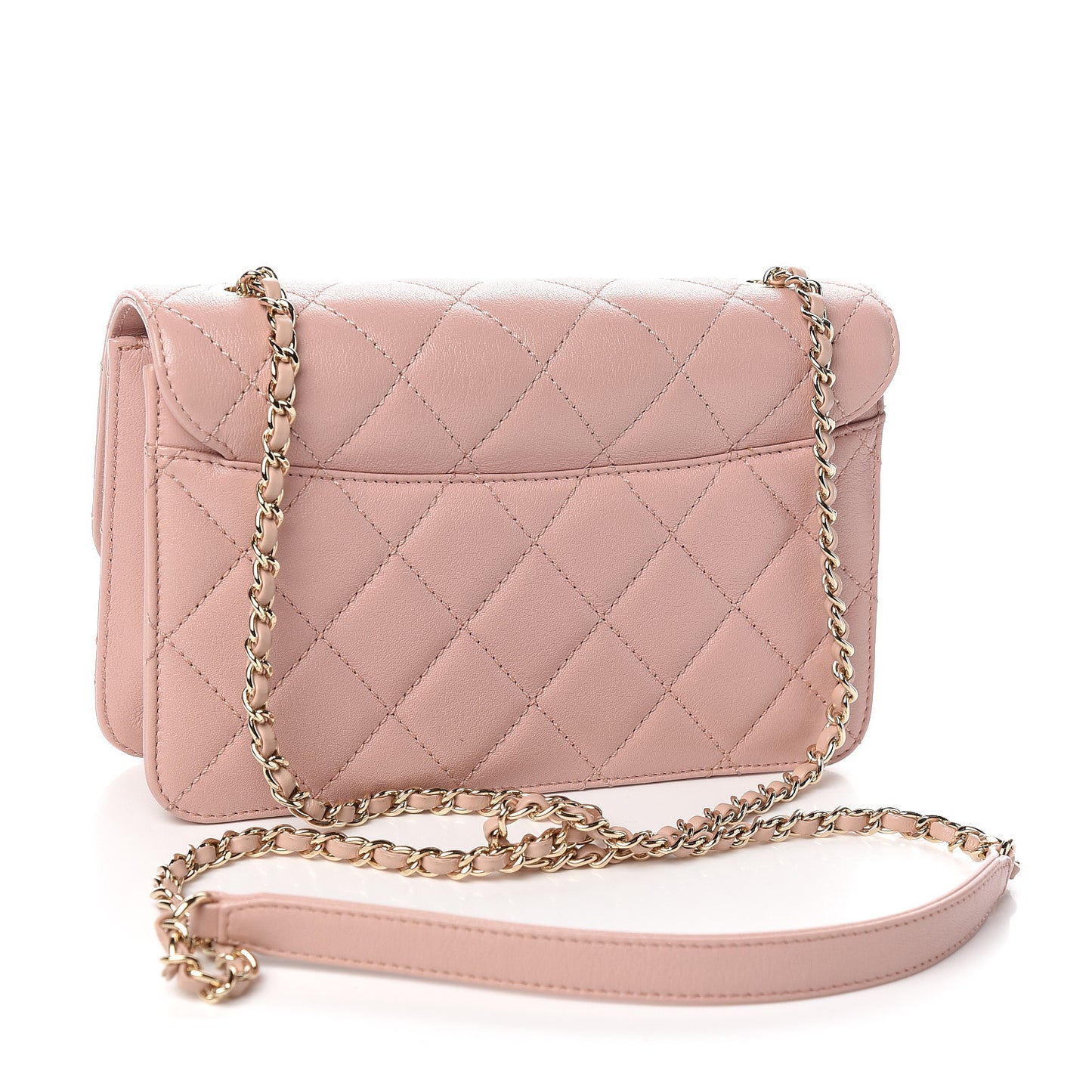 Sheepskin Quilted Mini Beauty Lock Flap Pink