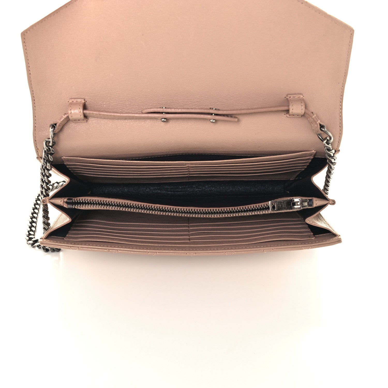 Saint Laurent Sheepskin Tri-Quilt Monogram Envelope Chain Wallet Dark Beige 5 of 10