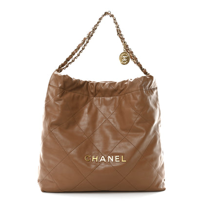 Chanel Shiny Calfskin Quilted Chanel 22 Brown 1 of 11