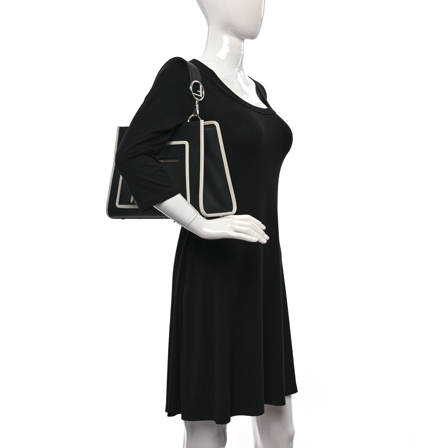 Vitello Century Opaco F is Fendi Bi-Color Small Runaway Satchel Black White Ice