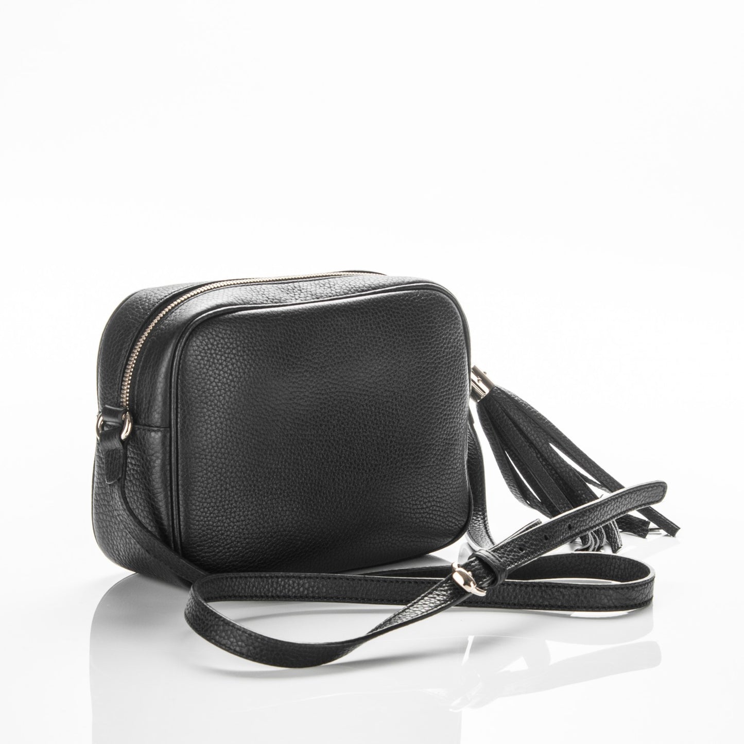 Pebbled Calfskin Small Soho Disco Bag Black