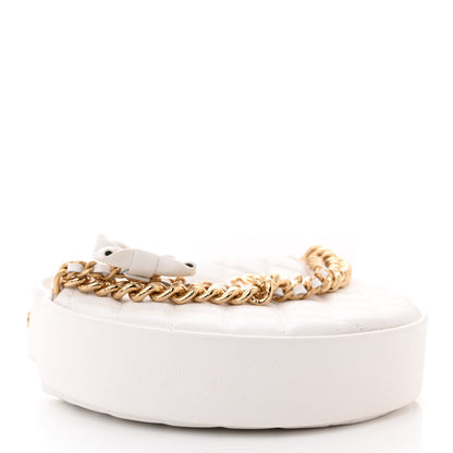 Chanel Shiny Caviar Quilted Bow Pouch Hobo White 4 of 11