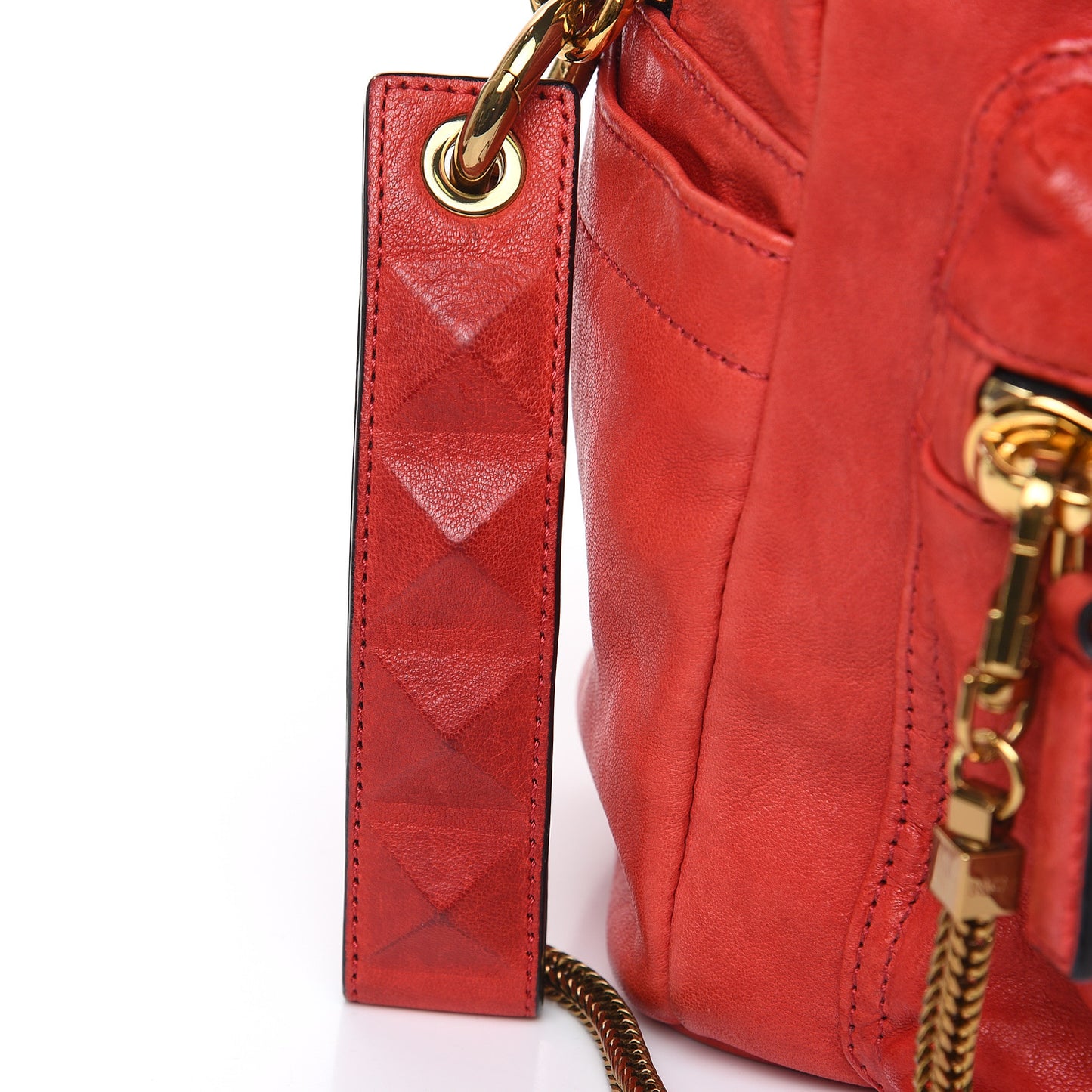 Lambskin Fox Fur Small Stark Insignia Backpack Red