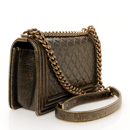 Chanel Cracked Metallic Calfskin Quilted Medium Boy Flap Gold 3 of 10