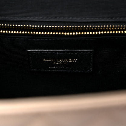 Saint Laurent Grain De Poudre Mixed Matelasse Large Triquilt Monogram Satchel Dark Beige 7 of 10