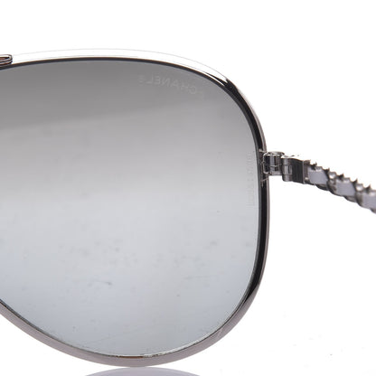 Chanel Lambskin Aviator Chain Sunglasses 4194-Q Silver 7 of 8