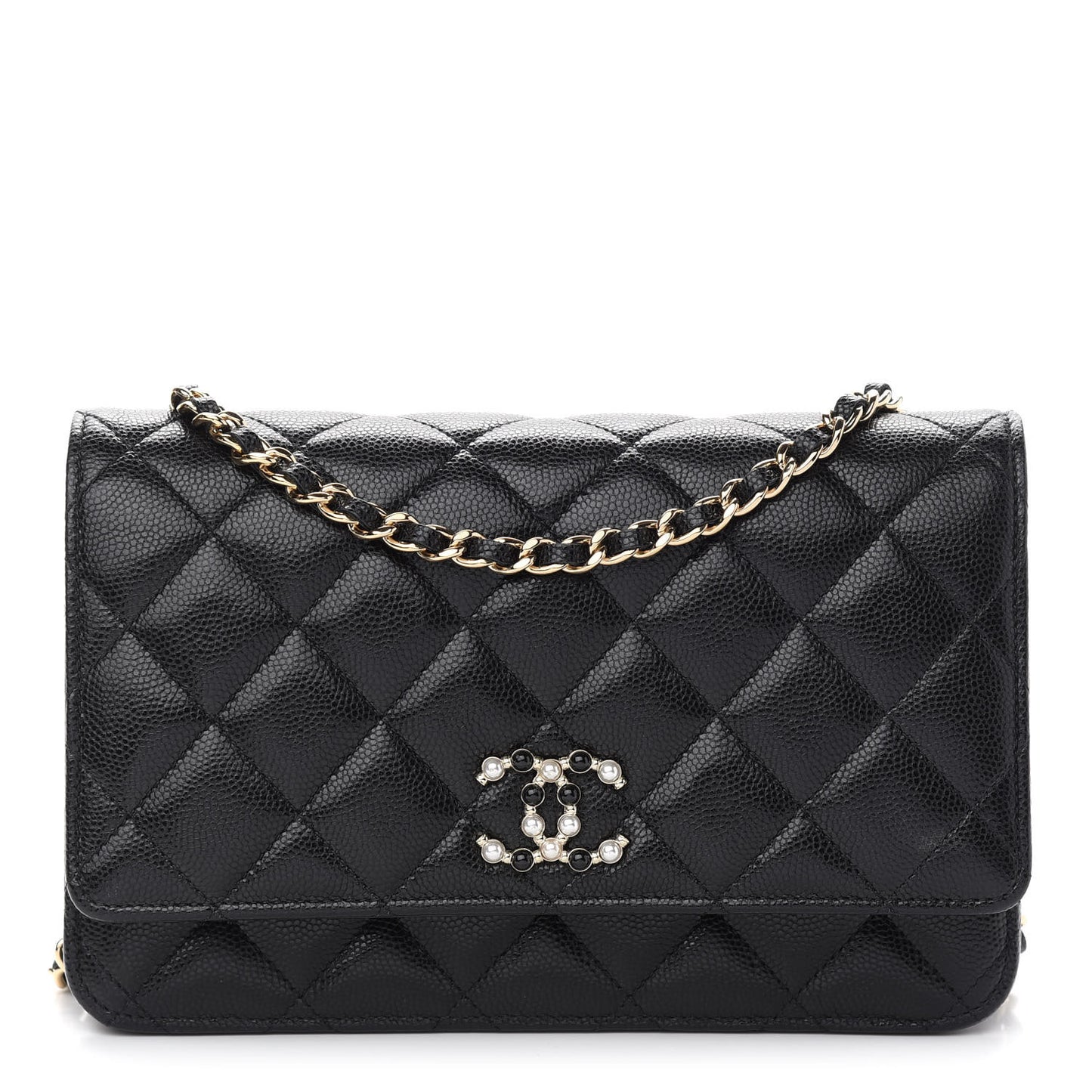 Caviar Quilted Coco Candy Wallet On Chain WOC Black
