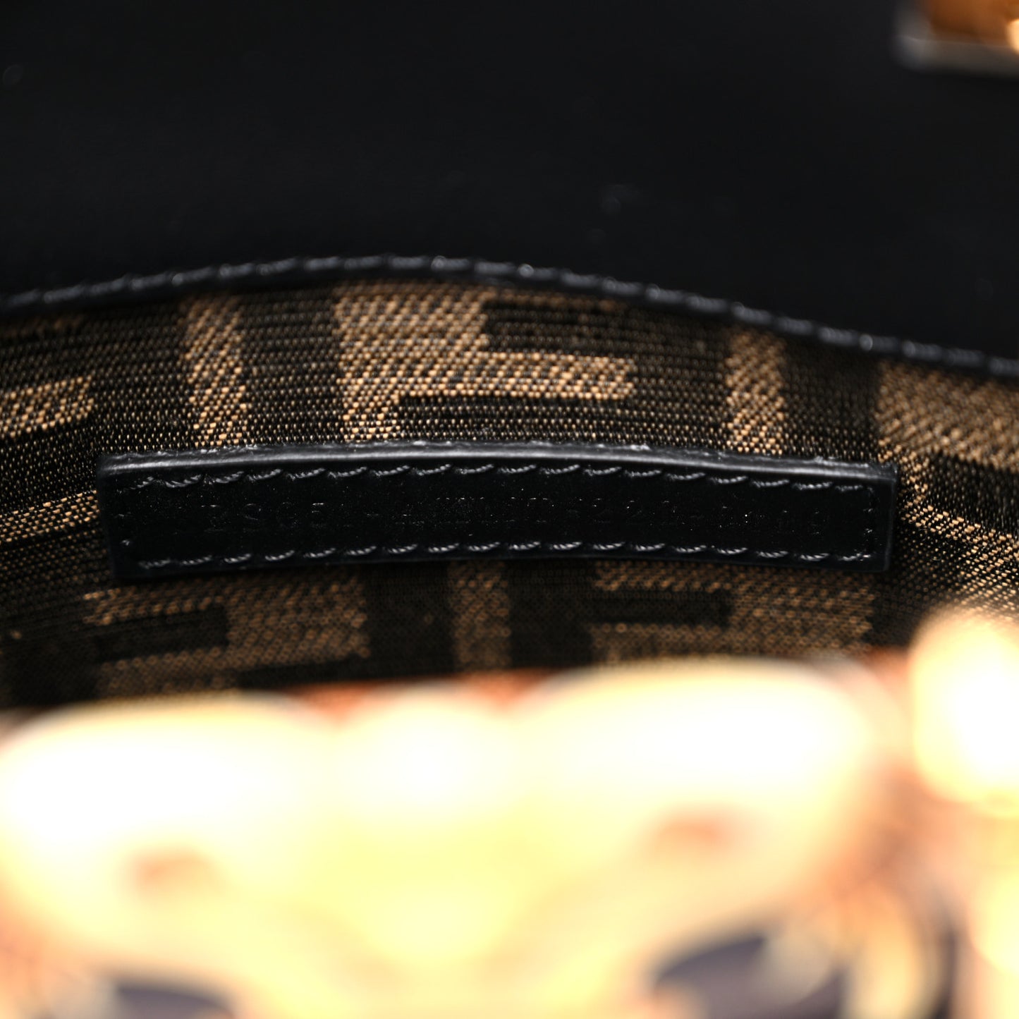 X VERSACE Vitello King Catalan Mirror Plexiglass Fendace FF Baroque Logo Mini Fendi Sunshine Shopper Tote Black Gold