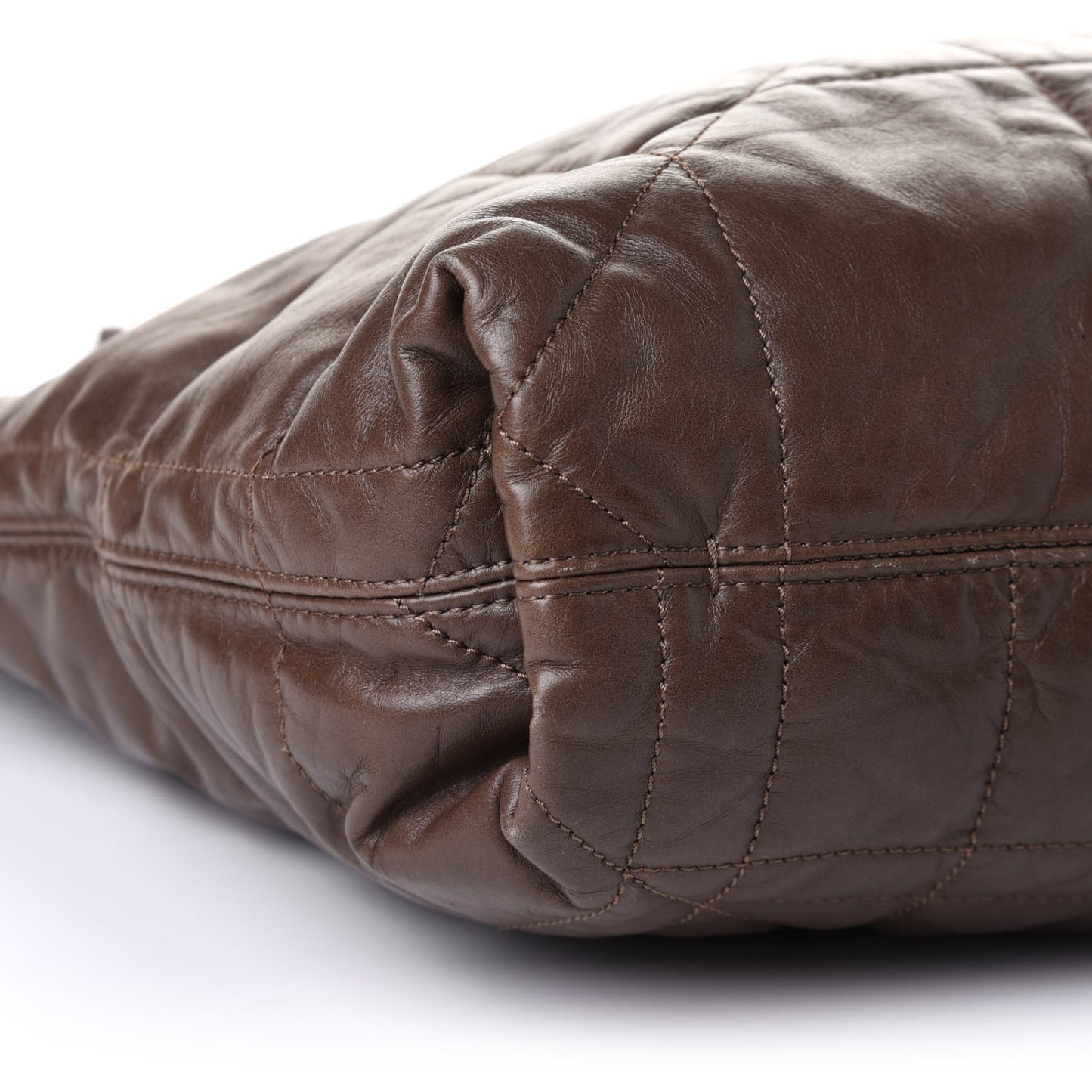 Lambskin Quilted Amalia Cabas Tote Brown