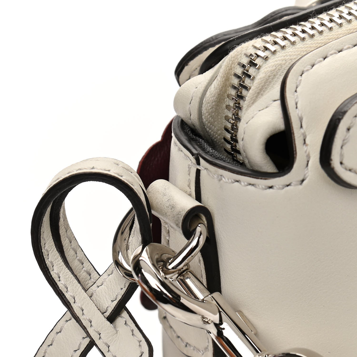 Fendi Vitello Century Nappa Flowerland Studded Mini By The Way Boston Bag White Ice Multicolor 16 of 16