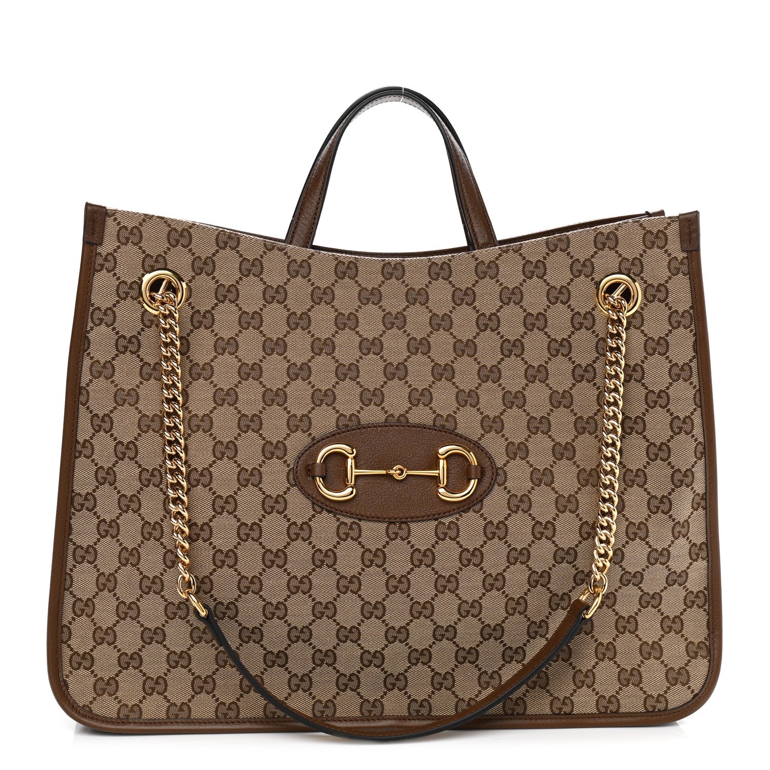 Gucci Monogram Calfskin Large Horsebit 1955 Tote Bag Beige Brown Sugar 1 of 10